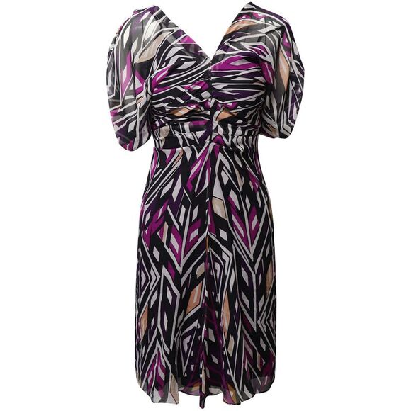 Diane Von Furstenberg Printed Mid-length Dress in Multicolor Silk,All Products : American Fashion Style Bags On Sale